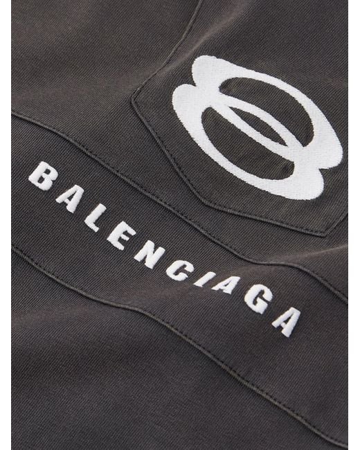 Balenciaga Black Oversized Logo-embroidered Cotton-jersey T-shirt for men