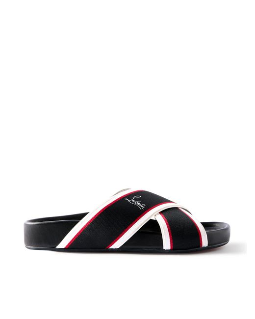 Christian Louboutin White Striped Webbing Sandals for men