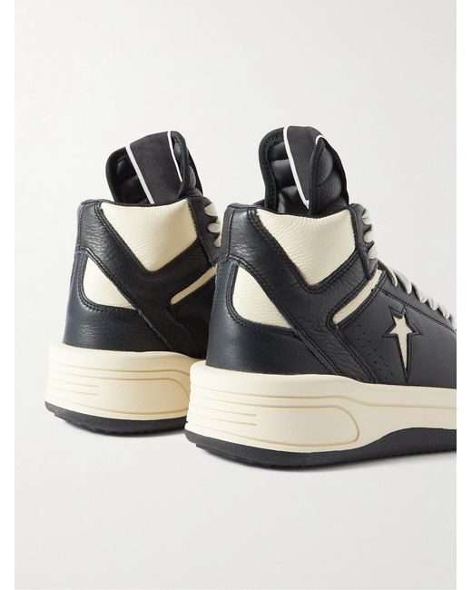 Rick Owens Black Natural X Converse Turbowpn Branded Leather High-top Trainers 7. for men