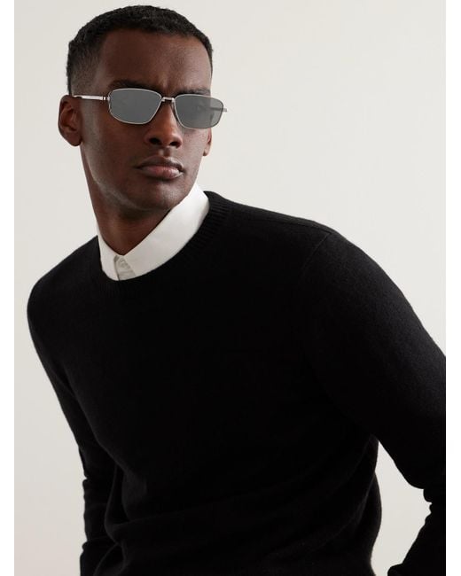 Dior Gray Dior90 S1u Rectangular-frame Silver-tone Sunglasses for men