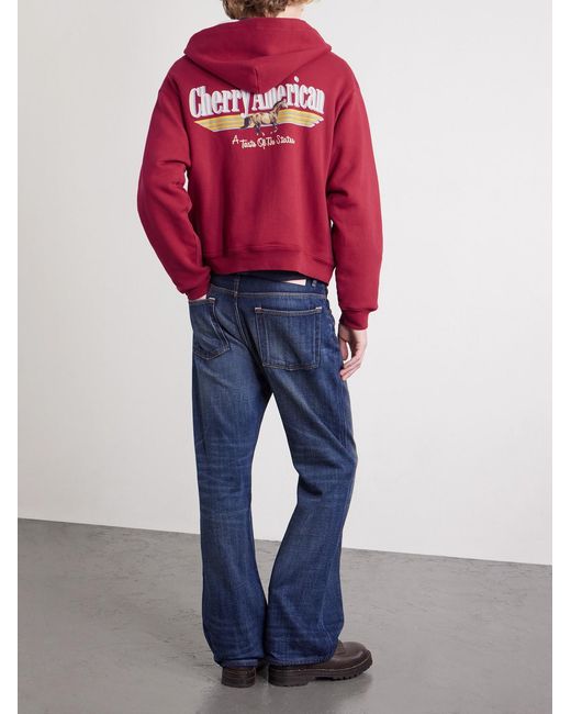 CHERRY LA Red Logo-Print Cotton-Jersey Zip-Up Hoodie for men