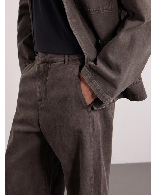 Amomento Brown Garment Dyed Wide-Leg Jeans for men