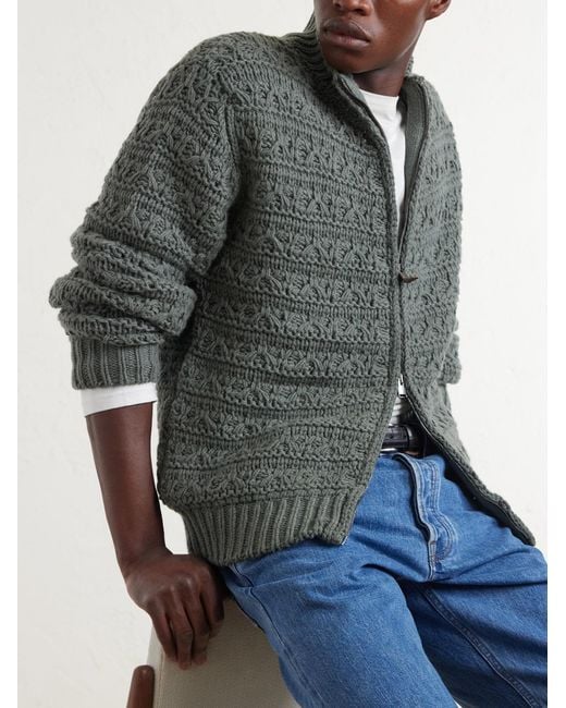 Canali Gray Alpaca-Blend Zip-Up Sweater for men