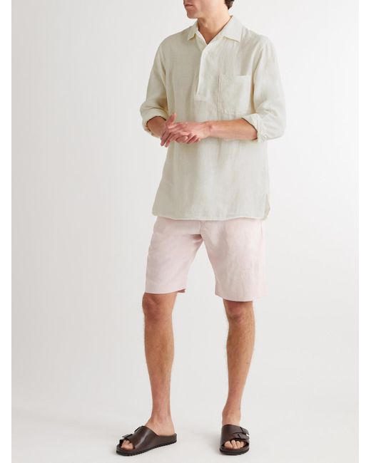 Loro Piana White André Linen Polo Shirt for men