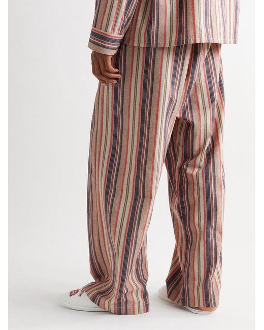 The Elder Statesman Pink Striped Cashmere-Blend Flannel Trousers for men