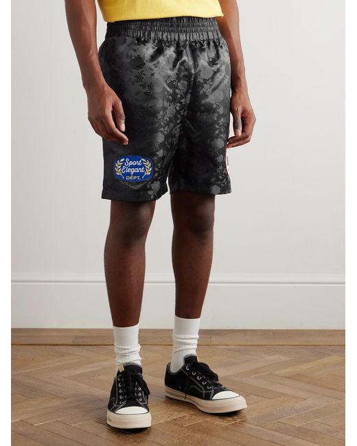 GALLERY DEPT. Black Boxing Straight-Leg Appliquéd Satin-Jacquard Shorts for men