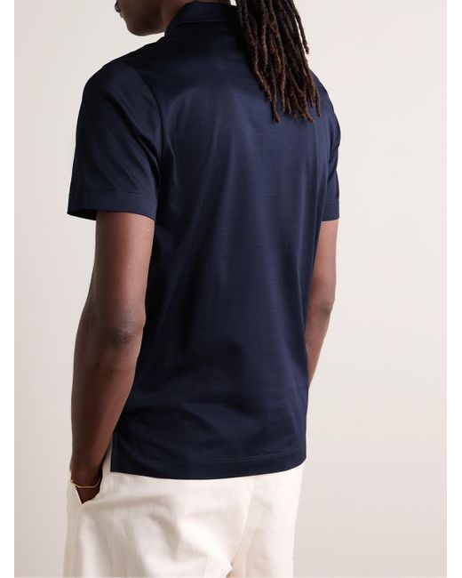 Canali Blue Cotton-jersey Polo Shirt for men