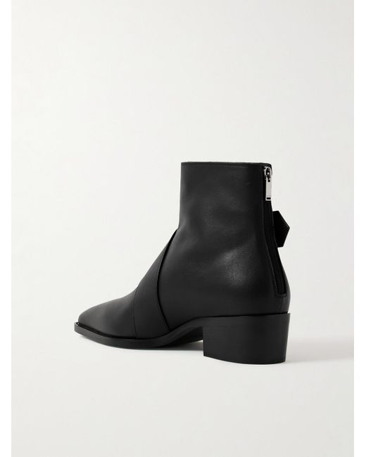 McQueen Black Buckled Leather Boots for men
