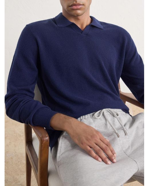 Orlebar Brown Blue Bresson Cashmere Polo Shirt for men