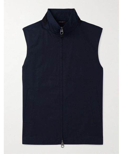 Loro Piana Blue Landon Suede-Trimmed Cotton-Satin Gilet for men