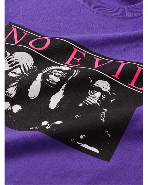 T-shirt in jersey di cotone con stampa No Evil di Noah NYC in Purple da Uomo