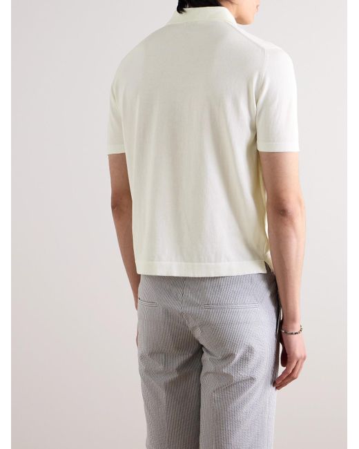 De Petrillo White Cotton Polo Shirt for men