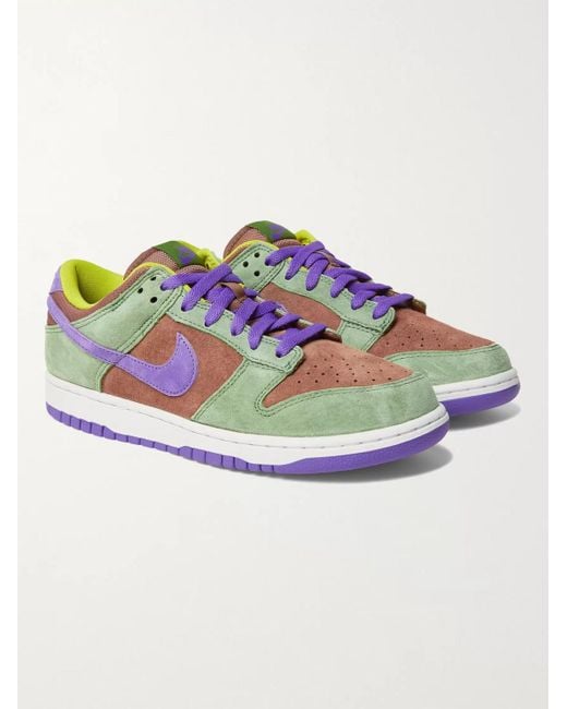 Nike Green Dunk Low Mesh And Suede Sneakers for men