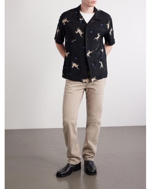 Visvim Blue Crosby Camp-Collar Printed Woven Shirt for men