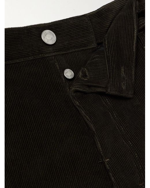 AMI Black Straight-Leg Cotton-Corduroy Trousers for men