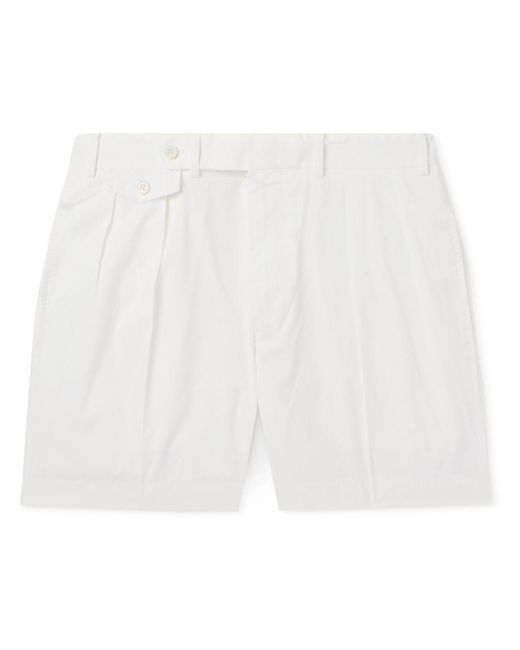 Ralph Lauren Purple Label White Straight-leg Pleated Cotton-twill Shorts for men