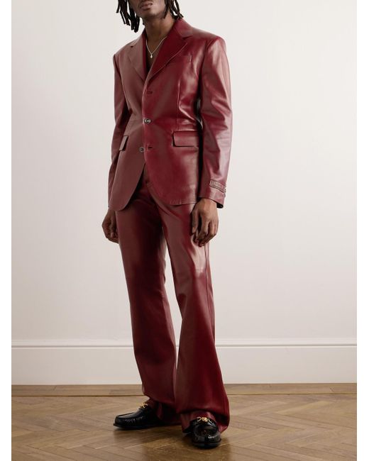 Versace Schmal geschnittenes Sakko aus Leder in Red für Herren