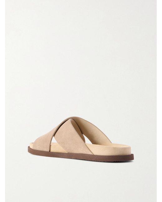 Brunello Cucinelli White Suede Slides for men
