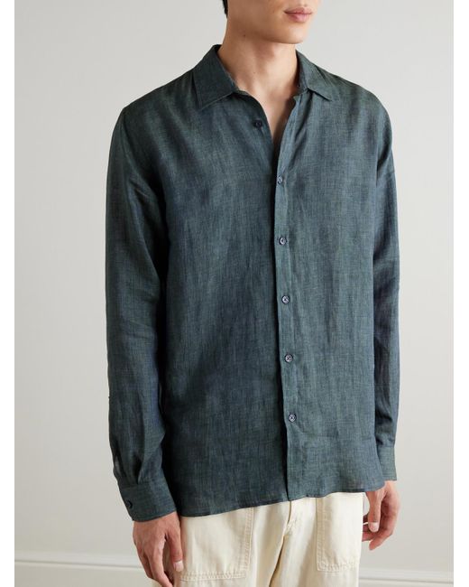Orlebar Brown Blue Justin Linen Shirt for men