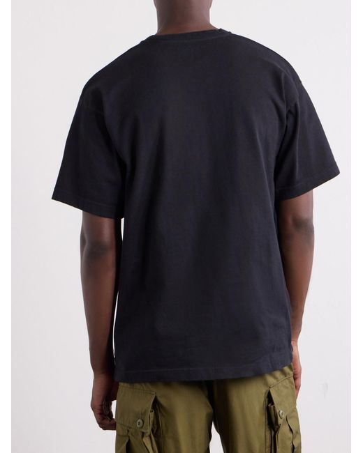 (w)taps Black Logo-Appliquéd Printed Cotton-Jersey T-Shirt for men