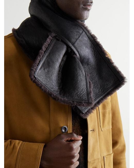 Mr P. Black Shearling Scarf for men