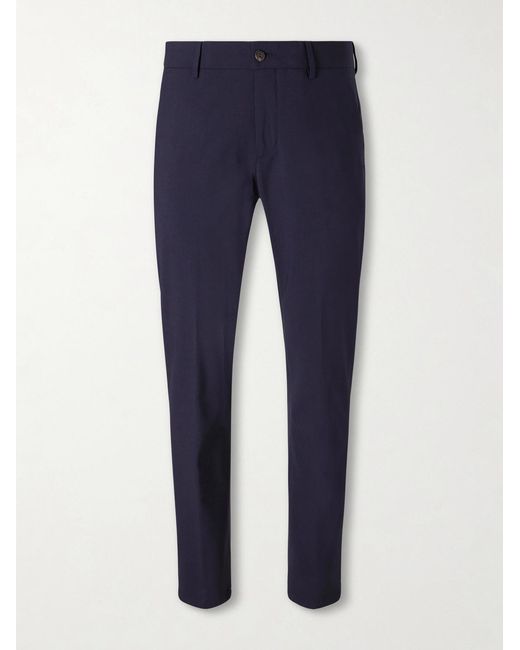 Eleventy Blue Slim-fit Tapered Stretch-wool Flannel Trousers for men
