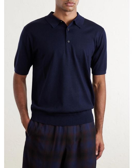 Dries Van Noten Blue Murice Merino Wool Polo Shirt for men