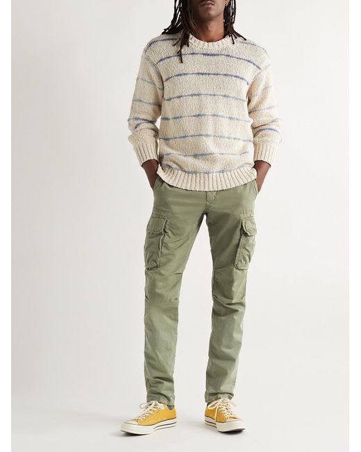 Slowear Green Slim-Fit Cotton And Linen-Blend Cargo Trousers for men