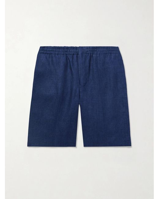 Zegna Blue Straight-Leg Oasi Linen Shorts for men