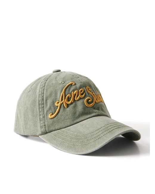 Acne Green Carliy Tourist Logo-embroidered Cotton-twill Baseball Cap for men