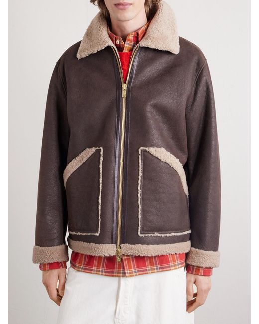 Baracuta Brown Shearling Aviator Jacket for men