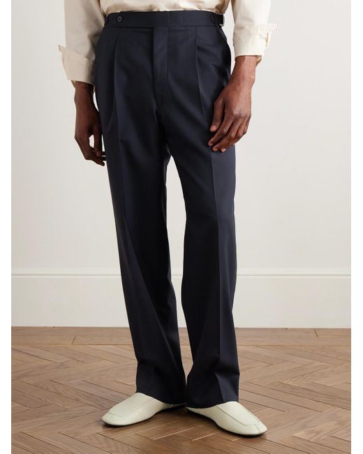 STÒFFA Blue Straight-Leg Pleated Wool Suit Trousers for men