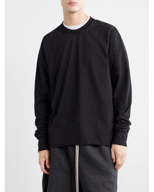 Rick Owens Black Cotton-Jersey Sweatshirt for men