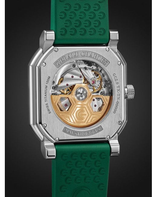 Gerald Charles Green Maestro Gc Sport Limited Edition Automatic Chronograph 39Mm Titanium And Rubber Watch, Ref. No. Gc2.0-Tx-Tn-02 for men