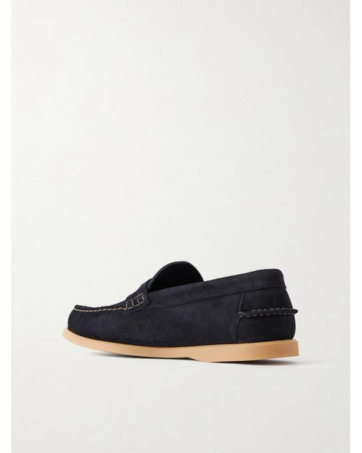 Mr P. Blue Leo Suede Penny Loafers for men