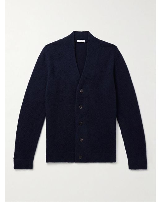 Boglioli Blue Brushed Wool And Cashmere-blend Cardigan for men