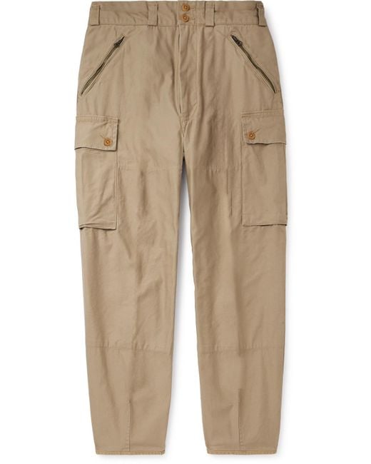 Polo Ralph Lauren Natural Straight-leg Pleated Cotton-sateen Cargo Trousers for men