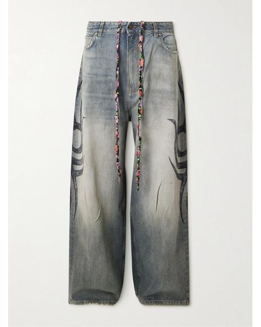 Balenciaga Y2K Wide-Leg Distressed Printed Jeans in Grey for Men | Lyst UK