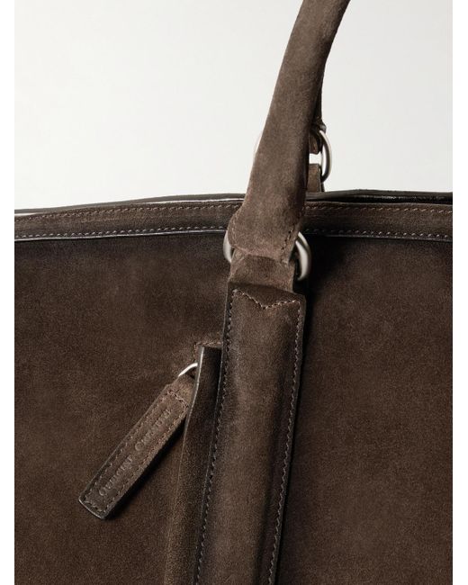 Officine Creative Brown Quentin 009 Airbrushed Suede Weekend Bag for men