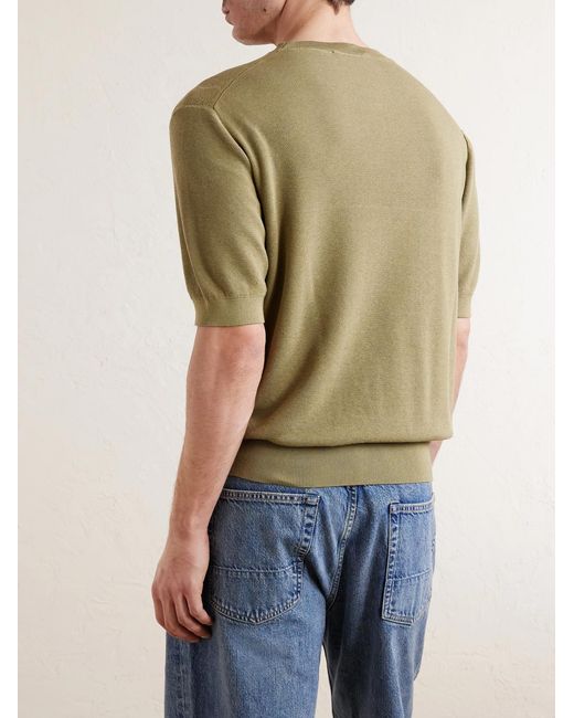 Piacenza 1733 Green Knitted Silk And Cotton-blend T-shirt for men