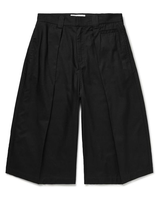 Loewe Black Paula's Ibiza Wide-leg Pleated Cotton-twill Shorts for men