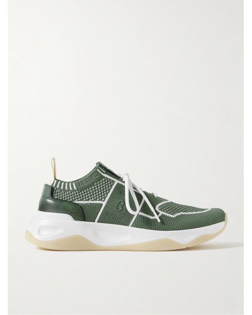 Sneakers in maglia stretch con finiture in pelle Venezia Shadow di Berluti in Green da Uomo