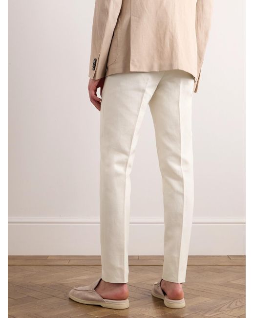 Loro Piana White Straight-leg Linen-twill Trousers for men