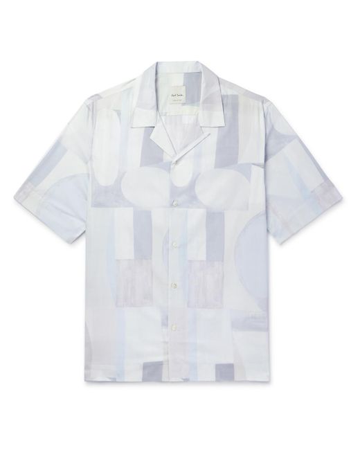 Paul Smith White Convertible-collar Printed Cotton-poplin Shirt for men