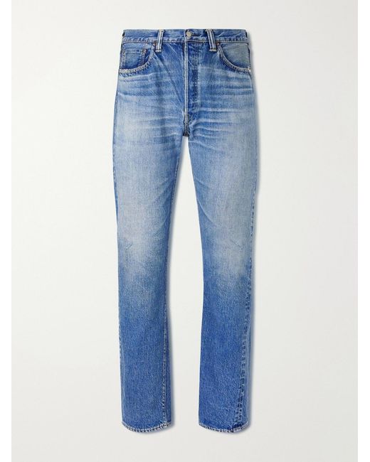 Fullcount Blue Dartford 1341-1101 Straight-Leg Distressed Selvedge Jeans for men