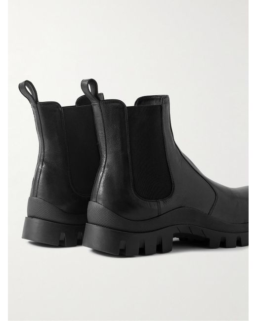 The Row Black Greta Textured-leather Chelsea Boots for men