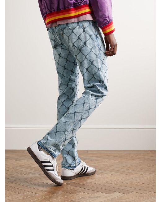 GALLERY DEPT. Blue Cage 5001 Slim-Fit Frayed Printed Jeans for men