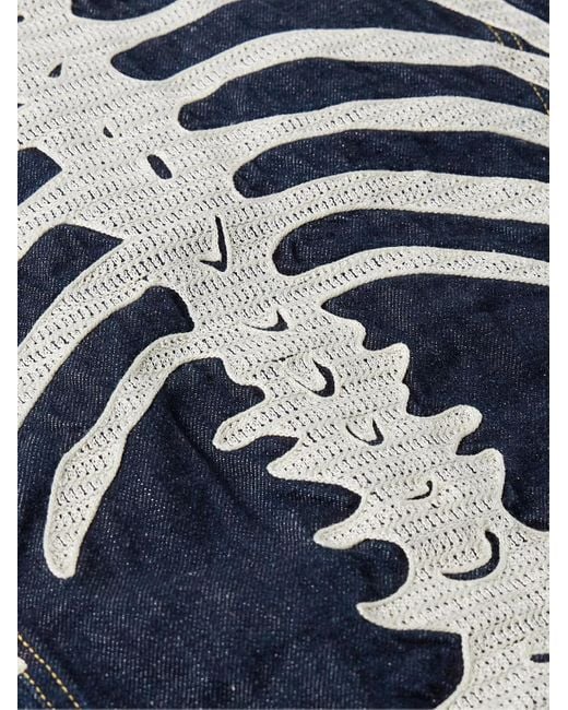 Kapital Blue Crochet-trimmed Denim Jacket for men