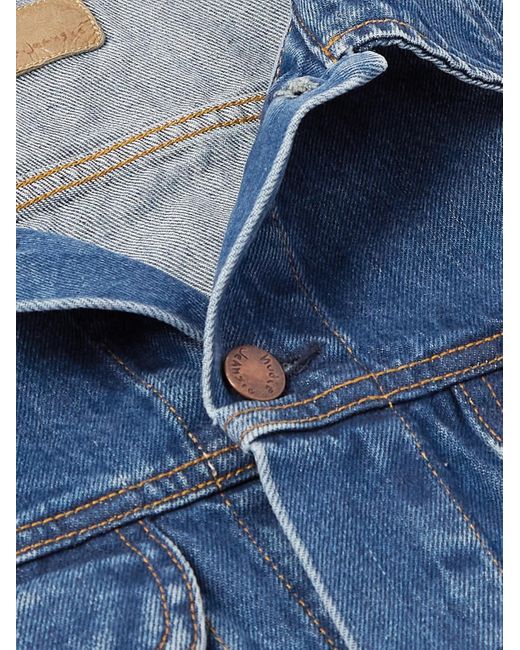 Nudie Jeans Blue Danny Greasy Logo-appliquéd Denim Jacket for men