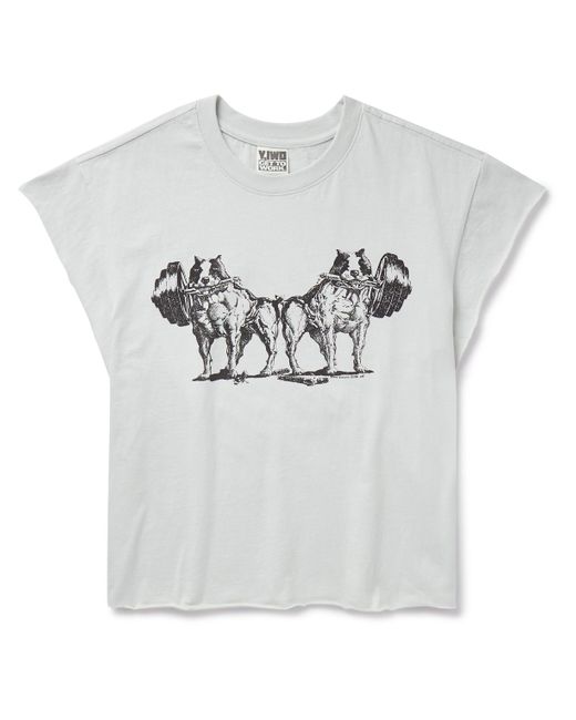 Y,IWO Gray Strong Logo-print Cotton-jersey T-shirt for men